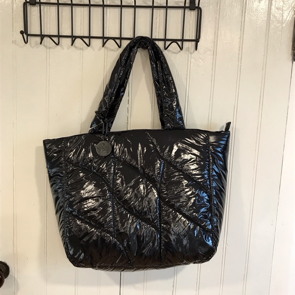 Vince Camuto Shiny Black Puffer bag